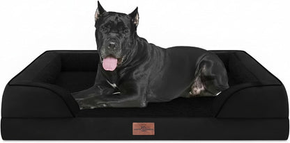 Comfort Expression Orthopedic Dog Bed for Extra Large Dogs with Bolster | Waterproof Dog Couch Bed with Washable Cover & Non-Slip Bottom, Supportive Egg Crate Foam XL Pet Bed, 42X30 Inch113