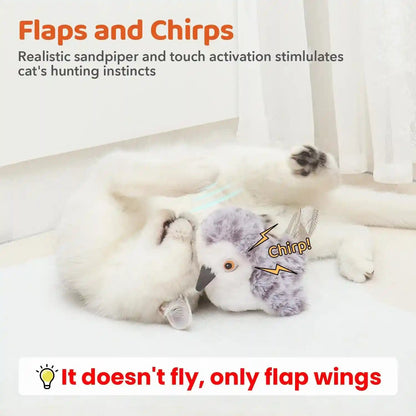 Potaroma Cat Toys Flapping Bird (No Flying), Lifelike Sandpiper Chirp Tweet, Rechargeable Touch Activated Kitten Toy Interactive Cat Exercise Toys for All Breeds Cat Kicker Catnip Toys 4.0" | Lifelike Sandpiper Chirp, Touch Activated, Rechargeable Kitten Kitty Exercise Catnip Kicker for All Breeds 4.0 Inches2