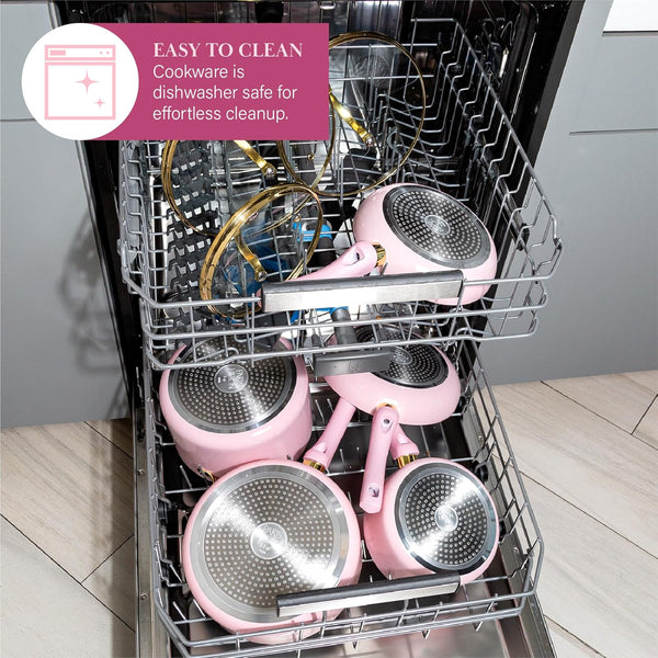 Epic Nonstick Pots and Pans Set, Multi-Layer Nonstick Coating, Tempered Glass Lids, Soft Touch, Stay Cool Handles, Made without PFOA, Dishwasher Safe Cookware Set, 12-Piece, Pink7