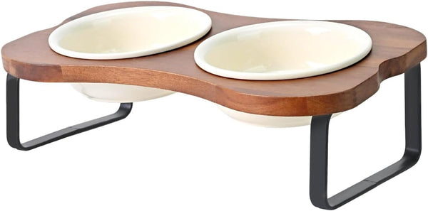 SPUNKYJUNKY Ceramic Elevated Tilted Dog Bowls Bone-Shaped Raised with 2 Height Iron Stand, 4.9'' Dog and Cat Food Water Bowls Set Non-Slip for Puppy Kitten Small Sized Breed - 7 Oz,Light Green11