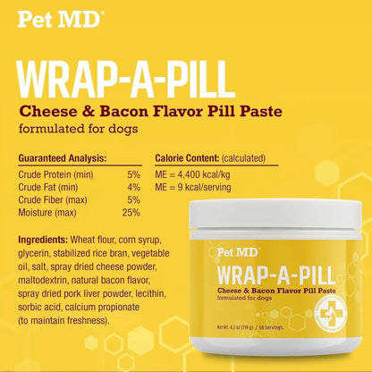 Pet MD Wrap a Pill Cheese & Bacon Flavor Pill Paste for Dogs - 4.2 Oz | Make a Pocket or Pouch to Hide Pills & Medication2