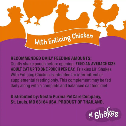 Purina Friskies Pureed Cat Food Topper, Lil’ Shakes with Enticing Chicken Lickable Cat Treats - (Pack of 16) 1.55 Oz. Pouches11