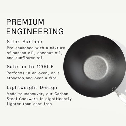 Made in Cookware - 13" Seasoned Carbon Steel Wok - Professional Cookware - Crafted in Sweden - Induction Compatible3