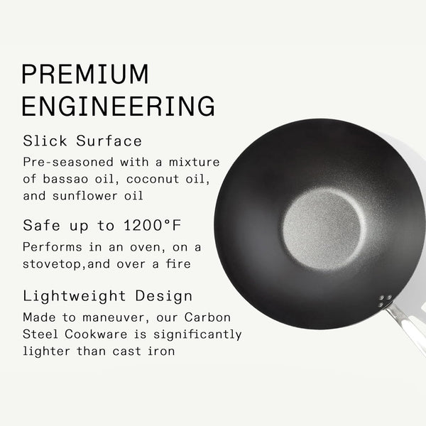 Made in Cookware - 13" Seasoned Carbon Steel Wok - Professional Cookware - Crafted in Sweden - Induction Compatible3