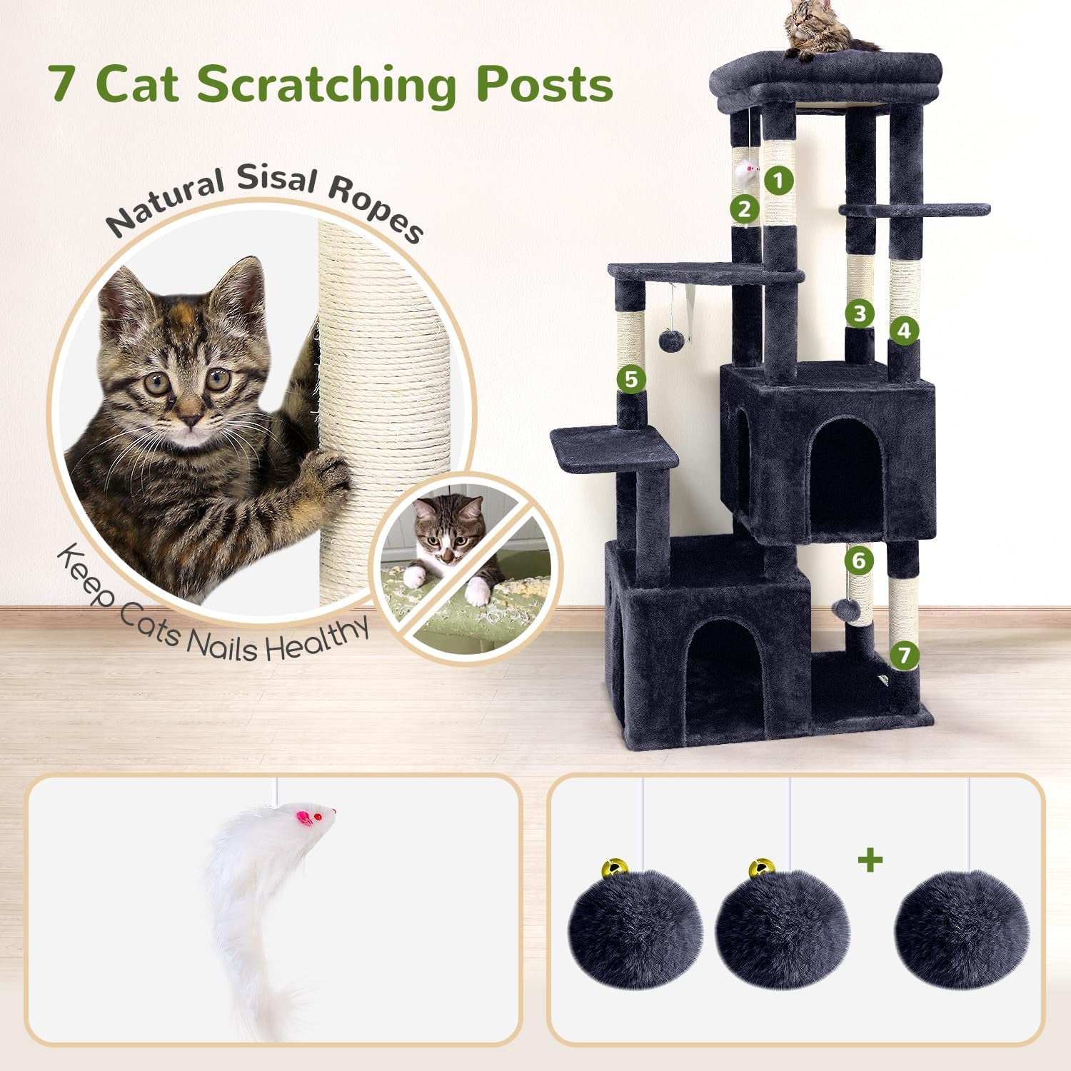 globlazer-cat-tower-for-indoor-cats-heavy-duty-cat-trees-for-large-adult-big-cats-maine-coon-cat-tree-tower-with-scratching-post-extra-large-top-perch-cat-condos-f61-dark-grey-61inch