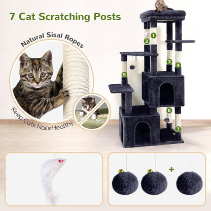 Globlazer Cat Tower for Indoor Cats, Heavy Duty Cat Trees for Large Adult Big Cats Maine Coon Cat Tree Tower with Scratching Post, Extra Large Top Perch, Cat Condos, F61, Dark Grey, 61Inch4