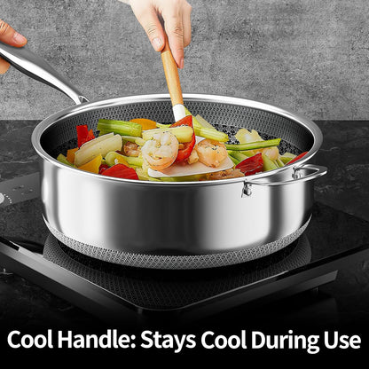 16-Piece 5 Ply Stainless Steel Cookware Set with Lids, Pots and Pans Set Non Stick, Non-Toxic, for Induction, Oven, Dishwasher Safe, RV Essentials, Kitchen Appliances6