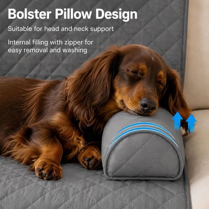 Calming Dog Bed for Couch, Single Seater Couch Dog Bed, Washable Dog Bed for Sofa, Non-Slip Water-Resistant Dog Sofa Mat for Furniture Protector, for Large Medium Small Dogs and Cats (Light Gray, A)3