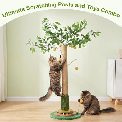Tall Cat Scratching Post 51 Inch, Sisal Rope Cat Scratcher Tree | for Indoor Cats, Kittens and Large Cats to Stretch, Scratch, Play and Self-Groom; Suitable for Living Rooms and Cat Spaces.4