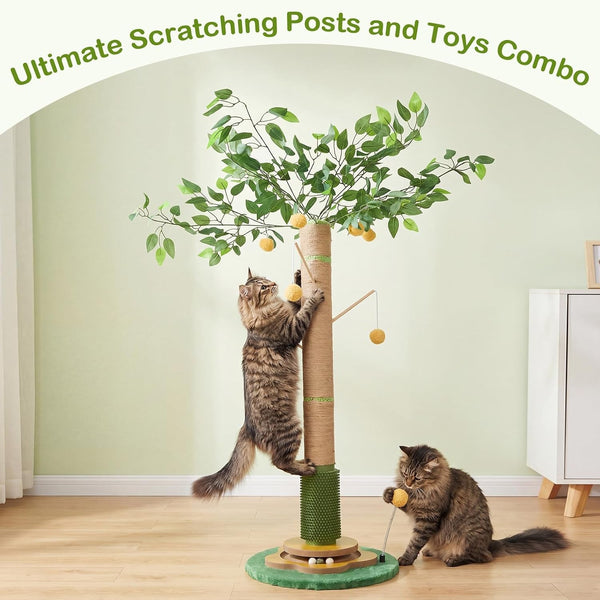 Tall Cat Scratching Post 51 Inch, Sisal Rope Cat Scratcher Tree | for Indoor Cats, Kittens and Large Cats to Stretch, Scratch, Play and Self-Groom; Suitable for Living Rooms and Cat Spaces.4