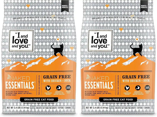 I and Love and You Naked Essentials Dry Cat Food - Salmon + Trout - Grain Free, Real Meat, No Fillers, Prebiotics + Probiotics, 3.4Lb Bag18