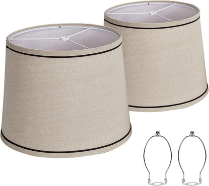 Lampshades Medium Set of 2 for Table Lamps Lampshades Floor Lamps | Fabric Drum Lampshades, 13" Top X 11" Bottom X 10" High, Medium Lampshades, Lamp Shade Harp Holder Included1
