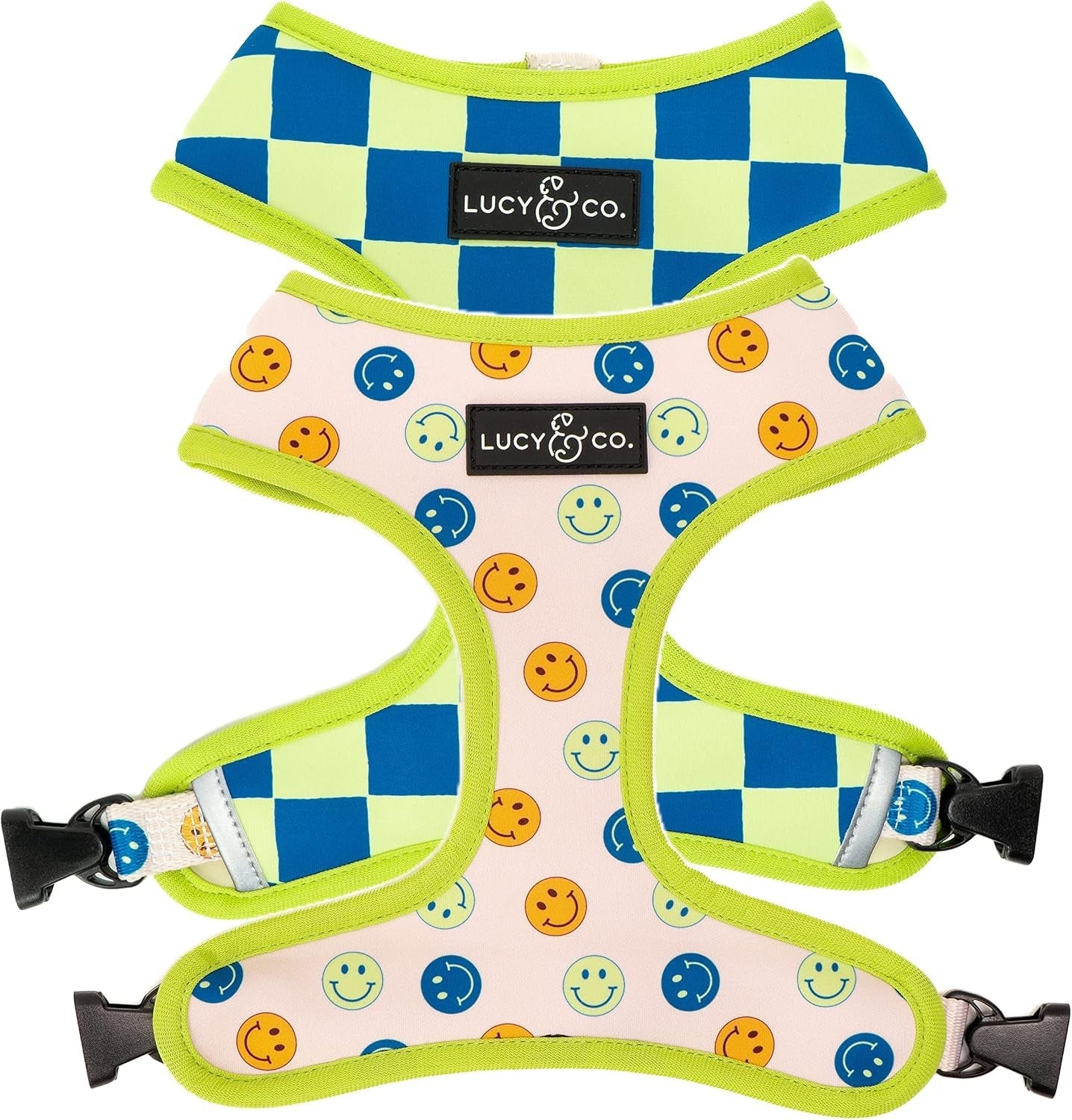 lucy-co-reversible-dog-harness-water-repellent-neoprene-dual-print-design-easy-swap-style-adjustable-comfort-fit-take-a-bow-reversible-harness-small