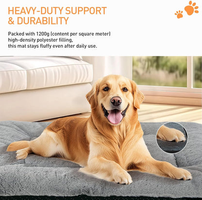 Washable Dog Crate Bed Mat for Medium/Large Dogs – All-Season Comfort with Ultra-Soft Flannel & Heavy-Duty Support (Gray, 36''L*23''W)4