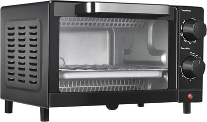 4 Slice Toaster Oven with 3 Setting, Baking Rack and Pan, Black, New6