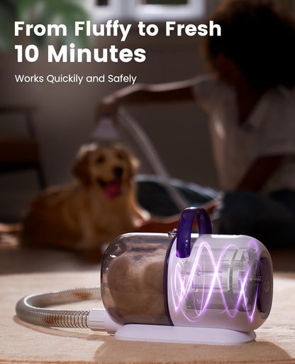 Oneisall Dog Hair Vacuum Shedding Grooming Brush Kits for Pet Thick Coats | 15000Pa,3 Suction Low Noise,1.5L Dust Cup,5 in 1 Kits(Grooming/Deshedding/Cleaning Brush,Remover Roller,Crevice Tool), LM56