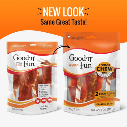 Good 'N' Fun Wings Long-Lasting Dog Treat, with Real Proteins, Premium Chicken and Beef Hide, Supports Dental Health, Mental Stimulation, 4 Oz3