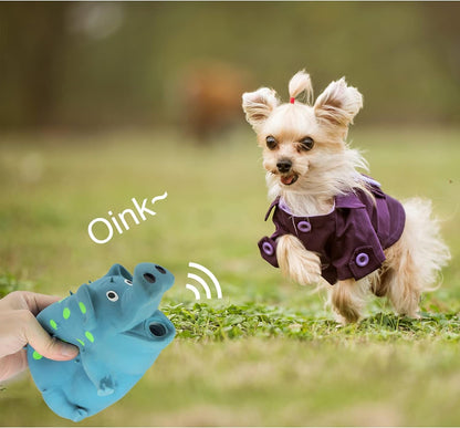 Andiker Dog Squeaky Toy, Dots Latex Dog Chew Toys with a Oinks Sound Squeaker Grunting Pig Dog Toy Durable Self Play 8" Dogs Squeeze Toy for Dental Biting Chasing to Kill Boring Time (Blue)4