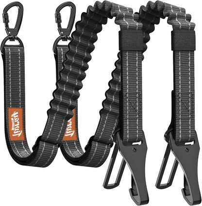 2Pcs Dog Seat Belt, Dog Car Seat Belt Bungee for Pet, Black | Buckle & Hook Latch, Adjustable Reflective Pet Vehicle Tether, 360° Swivel Lock Clasp1