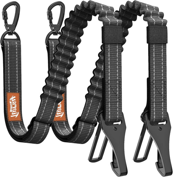2Pcs Dog Seat Belt, Dog Car Seat Belt Bungee for Pet, Black | Buckle & Hook Latch, Adjustable Reflective Pet Vehicle Tether, 360° Swivel Lock Clasp1