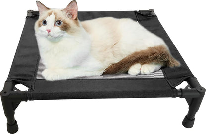 Pozico Elevated Pet Bed with Breathable Mesh for Small Cat and Dog, Raised Cooling Pet Cot for Puppy and Kitty, 18.9X18.9 Inch (Black Bed)4