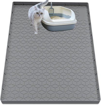 Cat Litter Mat for Litter Box, Silicone Large Cat Litter Trapping Mat - 40X28 In, Waterproof & Non-Slip, Durable & Easy Clean, Light Gray12