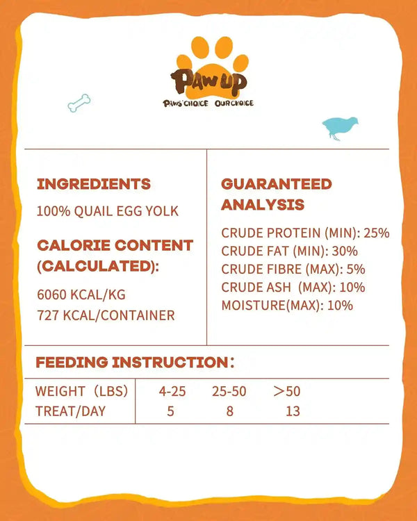 PAWUP Freeze Dried Quail Egg Yolk Pet Treats, Freeze-Dried Pet Food for Dogs, Cats, Pure Fresh Ingredient, 4.2 Oz, Rawhide Free, Gluten&Grain Free9