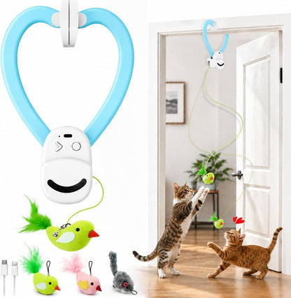 Interactive Cat Toys for Indoor Cats: Automatic Flying Bird Feather Wand Chase Exercise Enrichment Stimulation, USB Rechargeable Durable Safe Hanging Toy for Bored Kittens Adult Multi Cat Households9