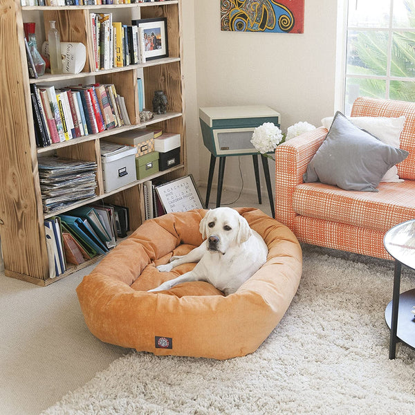 Majestic Pet 40 Inch Micro Velvet Calming Dog Bed Washable – Cozy Soft round Dog Bed with Spine for Head Support - Fluffy Donut Dog Bed 40X29X9 (Inch) – round Pet Bed Large – Pearl6