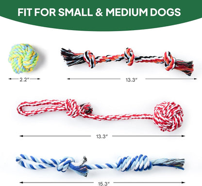 Twoear Dog Rope Toy 4 Pack - Puppy Teething Toys for Small Breed | Indestructible Dog Chew Toys for Aggressive Chewers - Cotton Tug of War Dog Toys for Boredom, Teeth Clean5