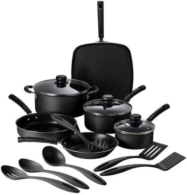 Primaware 15-Piece Non Stick Pots and Pans Set, Storm | Aluminum Nonstick Cookware Kitchen Set with Cooking Utensils2