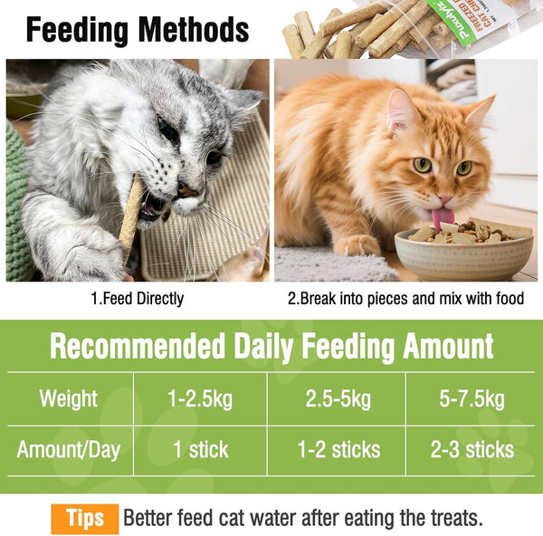 Freezed Dried Cat Chew Sticks, Cat Dental Treats for Freshens Breath and Controls Tartar, Feline Teething Sticks8