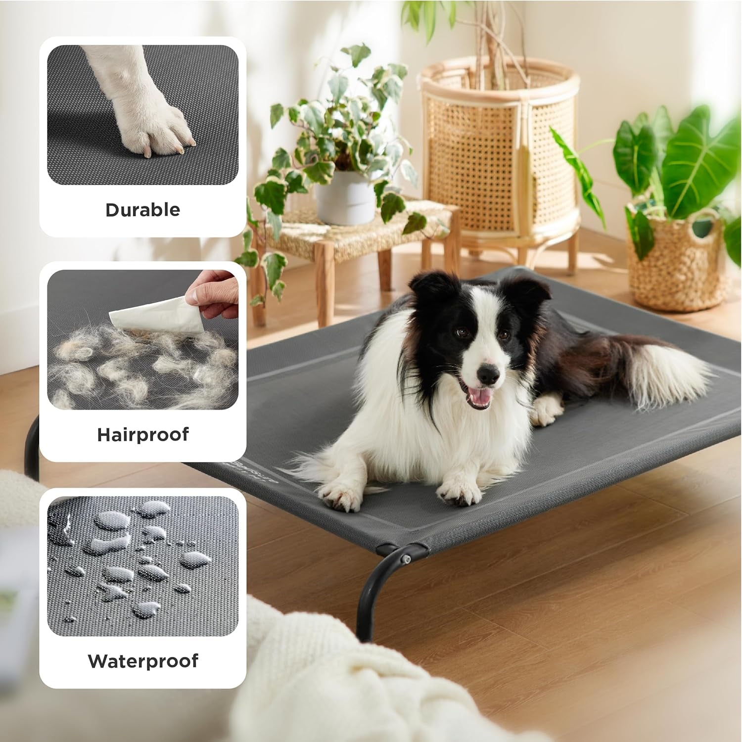 bedsure-outdoor-elevated-cooling-dog-bed-large-sized-dog-49in-grey-portable-raised-camping-pet-cot-hammock-breathable-teslin-mesh-weather-resistant-for-large-pets-up-to-85-lbs-easy-to-assemble