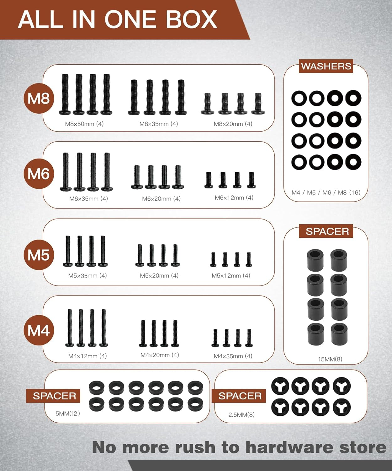 92pcs-tv-mounting-hardware-screw-kit-m4-m5-m6-m8-screws-includes-spacers-and-washers-for-most-tv-monitor-vesa-mount-tv-mount-replacement-screws-with-box-up-to-80-black