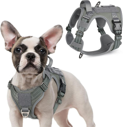 Rabbitgoo Tactical Dog Harness for Large, No Pull Military Service Vest | Molle & Handle, Heavy Duty, Adjustable, Reflective Straps, Easy Control for Training Walking, Black, Large59