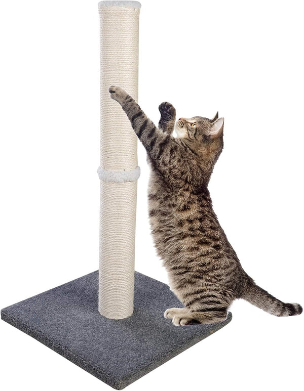 Cat Scratching Post Carpet, Tall Big Sisal Rope Cat Scratch Pole for Cats and Kittens, Stable Carpeted Heavy Base (Beige/Yellow)8