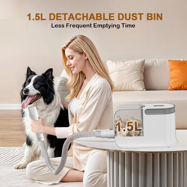 Dog Grooming Vacuum, Dog Grooming Kit, 3 Suction Modes Dog Brush Vacuum with 5 Pet Grooming Tools (Off-White)3