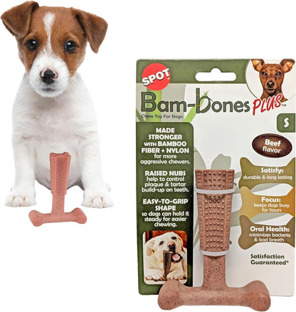 SPOT Bam-Bones plus T Bone – Bamboo Fiber & Nylon Dog Chew Toy for Moderate to Aggressive Chewers, Durable Long Lasting & Non-Splintering, Beef Flavor Toy for Adult Dogs & Puppies under 60 Lbs, 6 In23