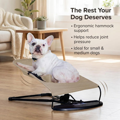 Cat & Dog Rocking Chair - Bouncer Bed for Frenchie, French Bulldog Lounge, Outdoor Portable Foldable Pet Furniture. Adjustable Height, Breathable Mesh, Safety Harness for Small Animals & Puppies2