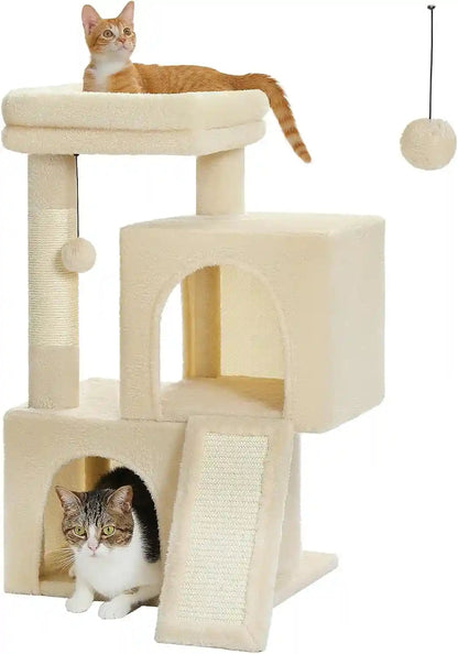 PAWZ Road 30" Cat Tower, Small Cat Tree with 2 Condos for Indoor Cats | Cat Trees for Small Cats,Cat Houses with Scratching Ramp and Posts,Dual Condos&Top Perch for Multi-Cat11