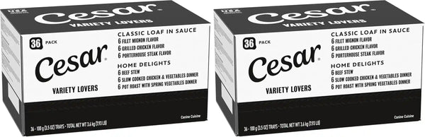 Cesar Wet Dog Food, Steak Lovers Variety Pack, 3.5 Oz, 36 Count | Real Meat #1 Ingredient, Easy Peel Trays, 100% Complete & Balanced, No Fillers, No Added Sugar, No Artificial Flavors21