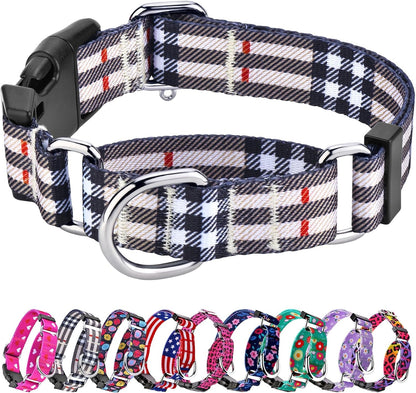 Hikiko Martingale Collar for Dogs Adjustable Soft Nylon Dog Collars with Cute Patterns for Small Medium Large Dog（Pink Butterfly,Medium）18
