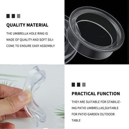 2 Pack Patio Table Umbrella Hole Ring and Cap Set for Standard Table Hole | Fits 2" Glass or Acrylic Table Holes, Silicone Material, Reduces Sway, Scratches and Rattling4
