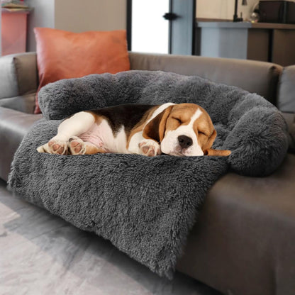 Calming Dogs/Cats Bed Mats, Dog Pad Washable Removable Couch Cover, Plush Long Fur Mat for Pets, Waterproof Lining, Perfect for Small, Medium and Large Dogs and Cats (Gradient Gray, 36"X31")43