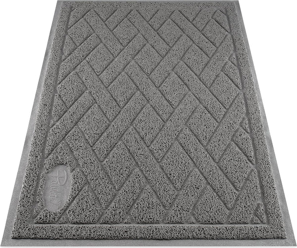 Pawkin Cat Litter Mat, Patented Design with Litter Lock Mesh, Extra Large, Durable, Easy to Clean, Soft, Fits under Litter Box, Litter Free Floors, Gray1