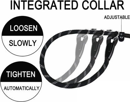 Dog Leash, 6 FT Heavy Duty Dog Leashes, Durable Premium Quality Strong Rope Slip Leash with Comfortable Padded Handle and Highly Reflective Threads for Small Medium and Large Dogs. (Black)4