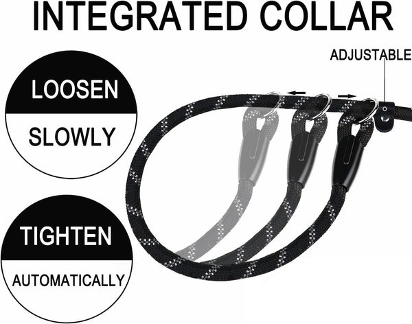 Dog Leash, 6 FT Heavy Duty Dog Leashes, Durable Premium Quality Strong Rope Slip Leash with Comfortable Padded Handle and Highly Reflective Threads for Small Medium and Large Dogs. (Black)4