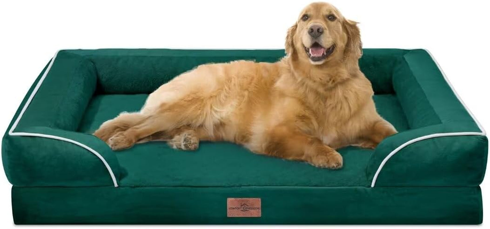 comfort-expression-orthopedic-dog-bed-for-extra-large-dogs-with-bolster-waterproof-dog-couch-bed-with-washable-cover-non-slip-bottom-supportive-egg-crate-foam-xl-pet-bed-42x30-inch