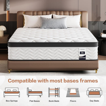 12 Inch Full Size Mattress, Hybrid Bed Mattress in a Box, 75" X 54" | Memory Foam Hybrid, Back Support & Pressure Relief, Motion Isolation, Certipur-Us Foam, Medium Firm, Colchones Full8