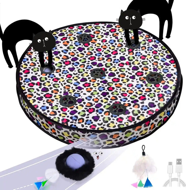 ORSDA Cat Toys, Interactive Fast Rolling Ball in Pouch, Hide and Seek for Indoor Cats, Motion Chirping Activated Moving Ball, 7 Holes Mat Mouse Catching Game10